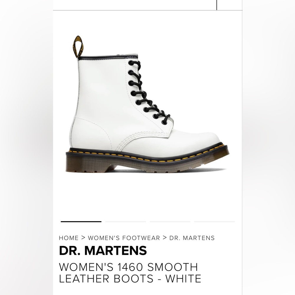 Dr. Martens Women's 1460 Smooth Leather Lace-Up Boots in White and Black